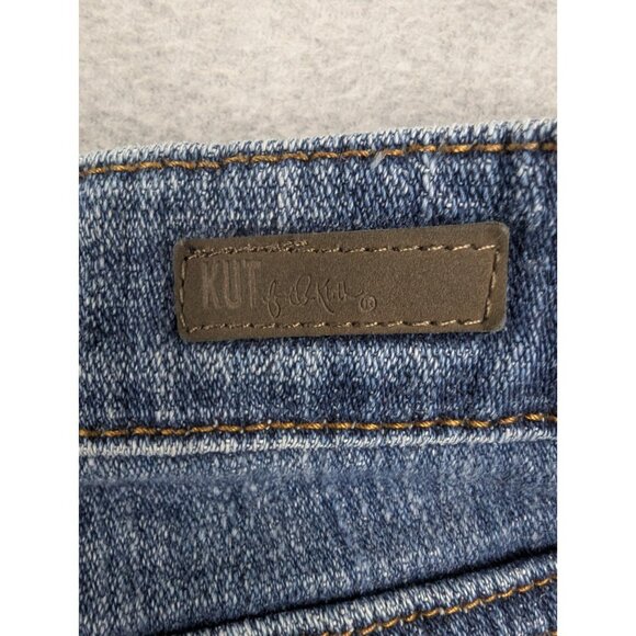 Kut from the Kloth Jeans Womens Size 12 Blue Amy Crop Straight Leg Rolled Cuffs - Picture 11 of 15
